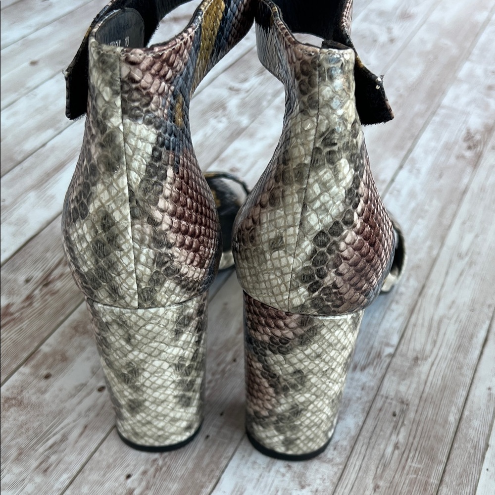 Jeffrey Campbell Lindsay Snakeskin Ankle Strap Block Heels - Picture 5 of 7